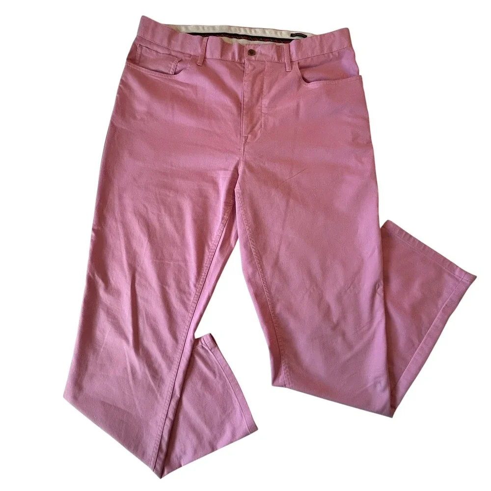 Polo Golf Ralph Lauren Mens Pink Cotton Twill Stretch Tailored Fit Pants 33x32
